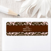 Étiquettes de adresse rose et Brown Damask (En situation)