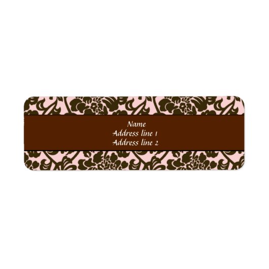 Étiquettes de adresse rose et Brown Damask (Devant)