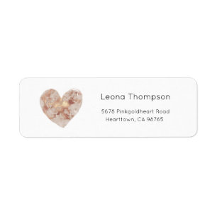 Étiquettes de adresse rose Gold Heart, Coeur rose