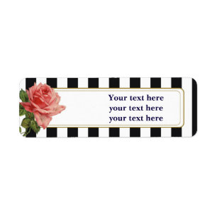 Étiquettes de adresse Rose Vintage en bande blanc