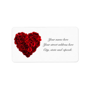 Étiquettes de adresse roses de coeur