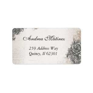 Étiquettes de adresse roses de cru antique