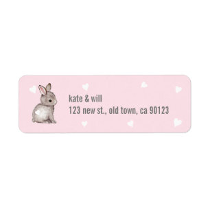 Étiquettes de adresse roses de retour de coeur de
