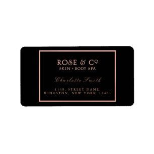 Étiquettes de adresse roses de retour d'or de