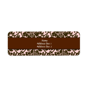 Étiquettes de adresse roses et Brown de damassé