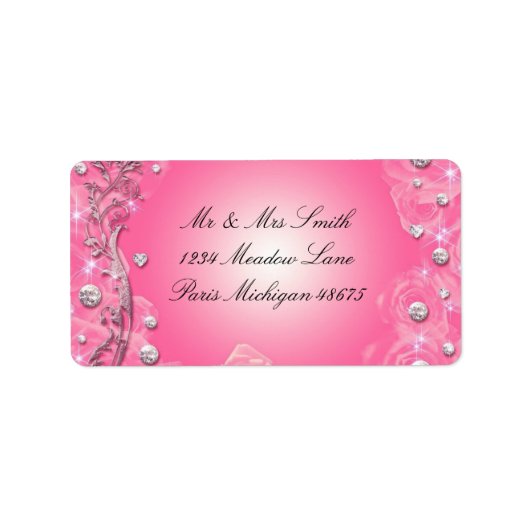Étiquettes de adresse/Roses et diamants (Devant)