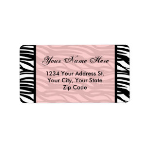 Étiquettes de adresse roses mous de zèbre