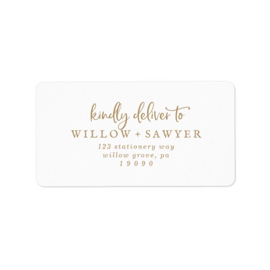 Étiquettes de adresse RSVP de mariage de script or (Devant)