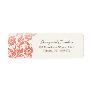 Étiquettes de adresse RSVP floraux de corail éléga