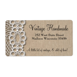 Étiquettes de adresse rustiques de toile de jute