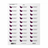 Étiquettes de adresse Tropical Red Purple Papillon (Feuille entière)