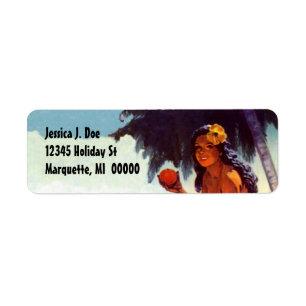 Étiquettes de adresse tropicaux vintages de fille