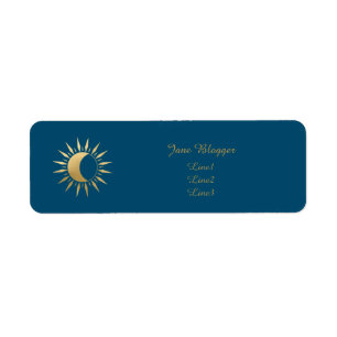 Étiquettes de adresse turquoise Moon Sun
