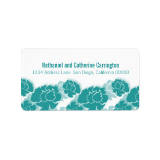 Étiquettes de adresse turquoises de décadence flor