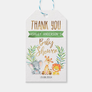 Étiquettes de baby shower d'animaux de safari