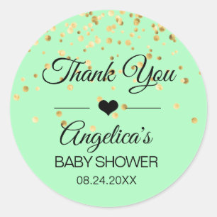 Étiquettes de Baby shower de la menthe verte et de