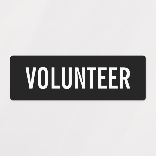 Étiquettes de badge de bénévolat noir (Design 1)