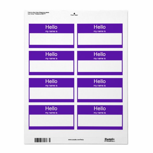 Étiquettes de balise de nom (Feuille entière)