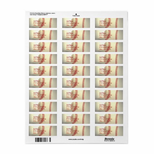 Étiquettes de baseball (Feuille entière)