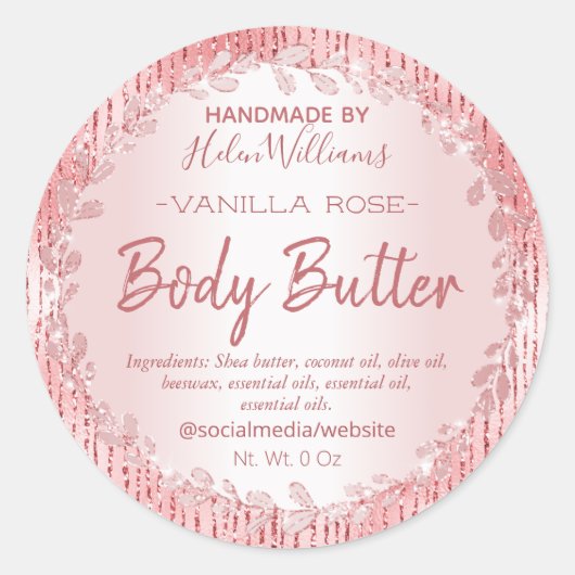 Étiquettes de beurre corporel encadré feuillu or r (Devant)