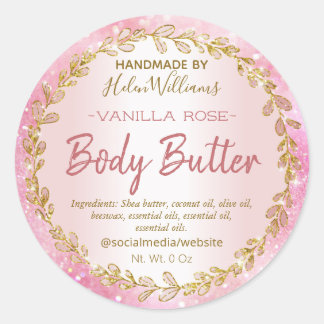 Étiquettes de Beurre Corporel Pailleté Or Rose