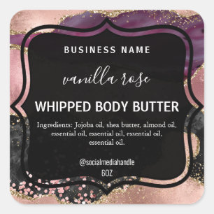 Étiquettes de Beurre de corps d'Agate noir Glitter