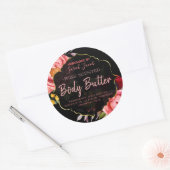 Étiquettes de Beurre Floral Noir (Enveloppe)