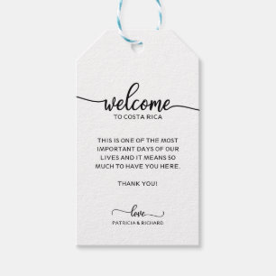 Étiquettes de bienvenue de mariage minimalistes mo