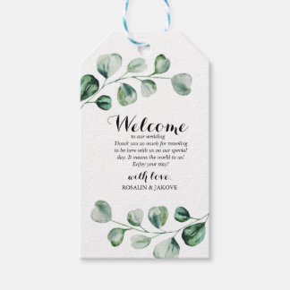 Étiquettes de bienvenue pour mariage avec verdure