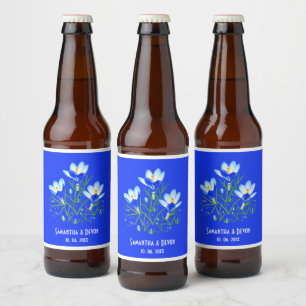 Étiquettes de bière de mariage Crocus Bleus