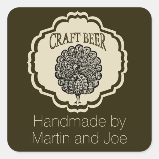 Étiquettes de bière personnalisables avec Peacock (Devant)