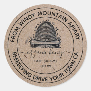 Étiquettes de bocaux en papier Kraft pour miel bio