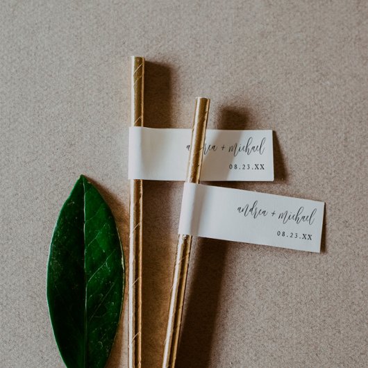 Étiquettes de boisson en paille de mariage Calligr