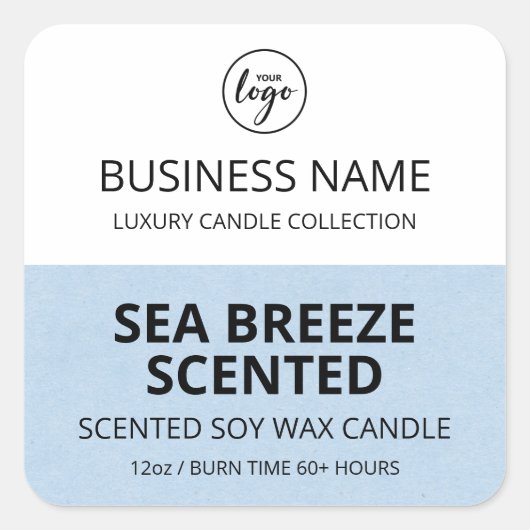 Étiquettes de bougie de soja blanc demi-bleu (Devant)