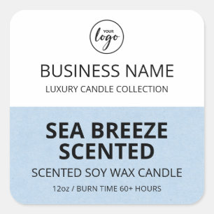 Étiquettes de bougie de soja blanc demi-bleu