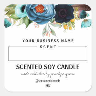 Étiquettes De Bougie De Soja Parfumé Blanc Avec Fl