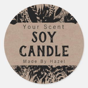 Étiquettes de bougie de soja rustique noire