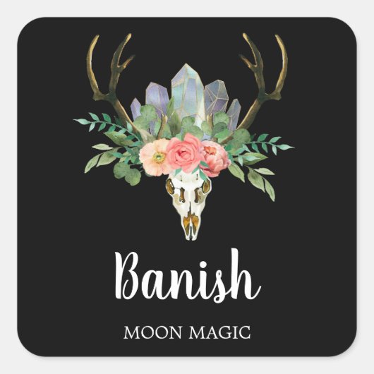 Étiquettes de bougie d'intention crâne de cristal  (Devant)