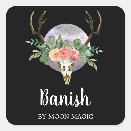 Étiquettes de bougie d'intention crâne et lune (Devant)