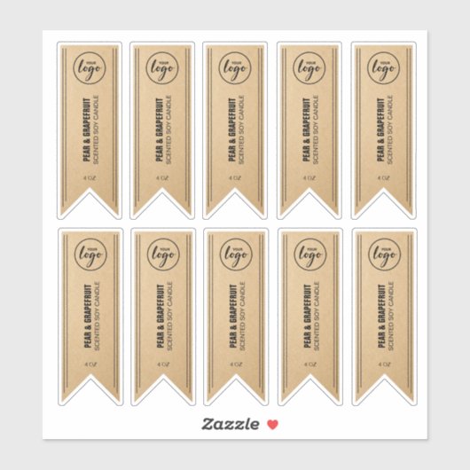 Étiquettes de bougie Kraft en forme de ruban (Feuille)