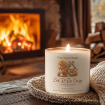 Étiquettes de bougie Rustique Rouge Grange Cosy