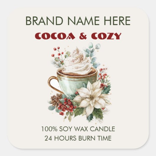 Étiquettes de bougies Cocoa & Cozy (Devant)