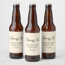 Étiquettes de bouteille de bière de mariage crème