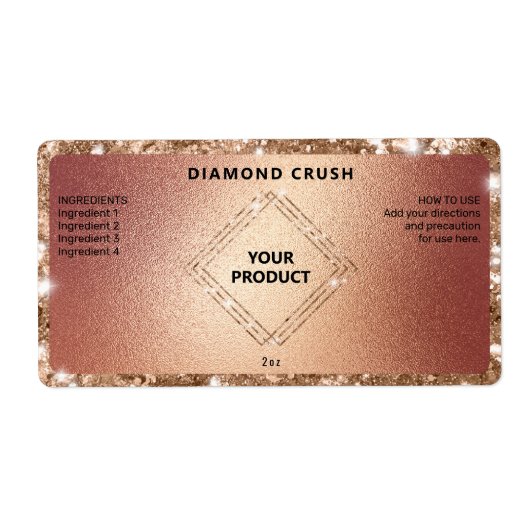 Étiquettes de bouteille de gouttelettes d'or Rose (Devant)