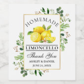 Étiquettes de bouteille de limoncello doré à l'aqu (Étiquettes simples)