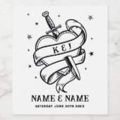 Étiquettes de bouteille de mariage Tarot Cœurs Tra (Étiquettes simples)