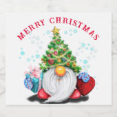 Étiquettes de bouteille de Noël Gnome (Étiquettes simples)