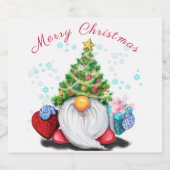 Étiquettes de bouteille de Noël Gnome avec cadeaux (Étiquettes simples)