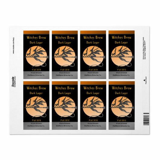 Étiquettes de bouteille de sorcière (Feuille entière)