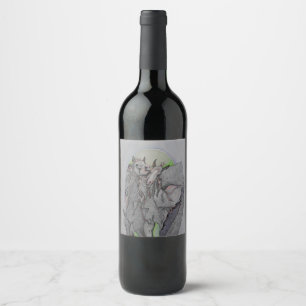 Étiquettes de bouteille de vin, chevaux sauvages,